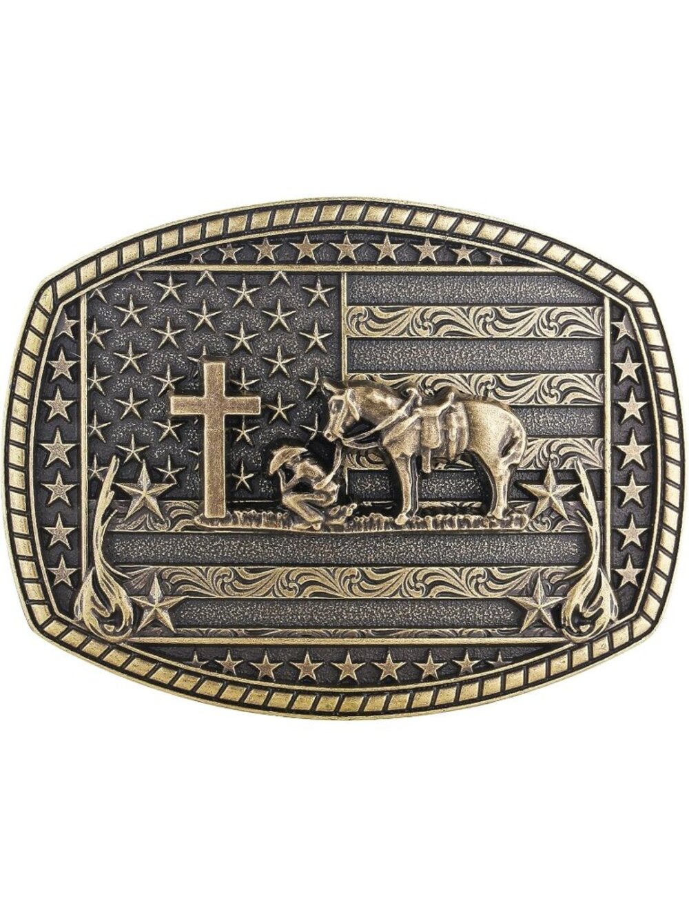Men 3-bronze Cowboy Western Cowgirl Rodeo Longhorn Bull Belt Buckles